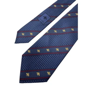GUCCI Krawatte blau Biene gestreift 100 % Seide Jacquard Made in Italy 59"-2,75" - Bild 1 von 9