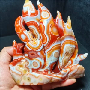 RARE 657.4g Natural Polished Banded Agate Hand-carved Nine-Tailed Fox R1920 - Picture 1 of 19
