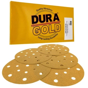 Premium 6" Gold Schleifscheiben - 100er Körnung (Box von 50) - 17 Loch Muster Dustle... - Bild 1 von 6