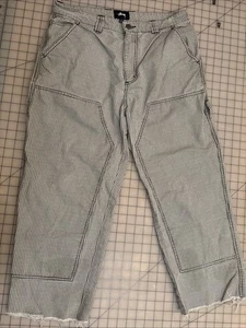 STUSSY Double Knee Checked Carpenter Pants Size 32 Inch Waist— Cut Legs At 23” - Picture 1 of 18
