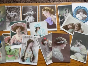 15 x POSTKARTEN von SCHAUSPIELERINNEN / DARSTELLERINNEN teils mit Verzierungen VINTAGE - Bild 1 von 9