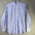 Umberto Bilancioni Shirt 50 Large Long Sleeve Button Down Blue Cotton Shirt MS70