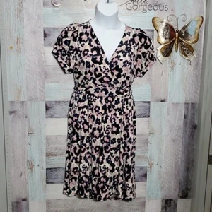 Torrid Sz 1 1X Mini Studio Knit Surplice Dress Leopard Print Stretch $75 NWT - Picture 1 of 8