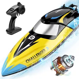 DEERC Brushless RC Boat, 30+ mph Fast Remote Control Boat with LED Lights - Picture 1 of 9
