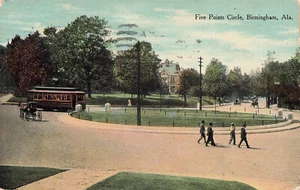 BIRMINGHAM AL ALABAMA FIVE POINTS CIRCLE 1910 VINTAGE POSTCARD 082924 T - Picture 1 of 2