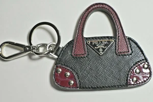 Prada HandBag Charm, Key Ring, Purse Fob. Leather & Silver, Never Used - Picture 1 of 7