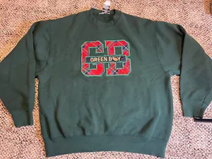 Vintage Green Bay Packers FOOTBALL Sweatshirt Crew Neck Size XL Plaid GB 1990’s - Picture 1 of 4