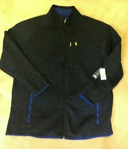 NWT Mens Big & Tall US Polo Assn Fleece Jacket Blue/Black Marl Full Zip MSRP:$90 - Picture 1 of 3