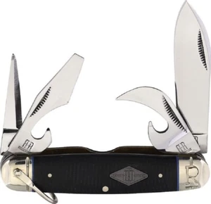 Rough Ryder Carbon Steel Scout Utility Pocket Knife - Black Micarta Handles - Picture 1 of 2