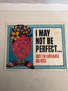 Vintage 1968 Roth Flocked Card Plaque Lovable As Hell Standup Sign 60s Kitsch - Picture 1 of 14