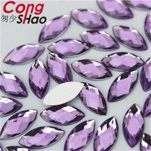 Colorful Flatback Bead 100pcs 7*15mm Horse Eye Acrylic Rhinestone Costume Strass - Picture 1 of 24