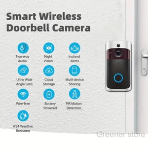 Wireless Video Doorbell Camera With Chime PIR Motion Detection Night Vision WiFi - Picture 1 of 15