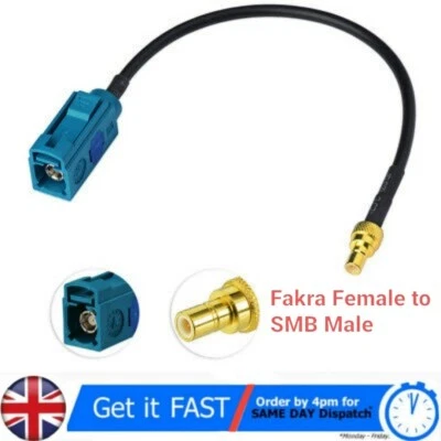 Fakra Female to SMB Male In car radio aerial adapter cable lead DAB