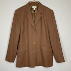 Vintage Talbots Sz 18 Brown 100% Wool Classic Three Button Blazer Made In USA