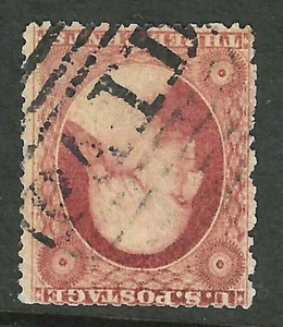 SC #26 Shades PAID Fancy Cancel 3 Cent Washington 1857-61 US 9F56 - Bild 1 von 2