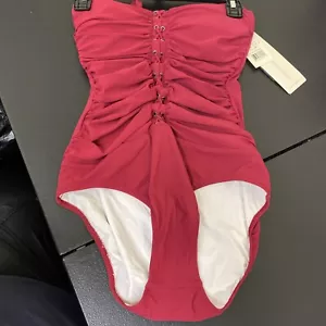 Profile Gottex Ruby Moto Damen-Badeanzug vorne geschnürt Einteiler Maillot Größe 8 - Bild 1 von 3