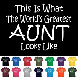Worlds Greatest AUNT T Shirt Mothers Day Birthday Shower Gift Tee T Shirt - Picture 1 of 16