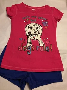 Girl's Size 12 Dogs Rule Top and Shorts by SO - Picture 1 of 6