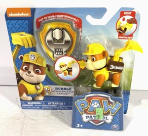 Nickelodeon Paw Patrol 2013 Action Pack Pup & Badge Rubble mit Scoop Figur Neu in Verpackung - Bild 1 von 8