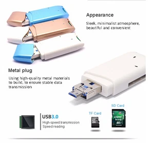 Micro SD SDHC SDXC SD USB 3 Memory Card Reader PC OTG with Micro USB connector - Picture 1 of 8
