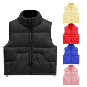 Baby Kids Girls Boys Winter Down Cotton Sleeveless Vest Full Zip Outwear Jacket - Picture 1 of 23