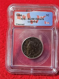 Kanada 1884 Queen Victoria Large Cent ICG AU 58 Details #T5849 - Bild 1 von 2
