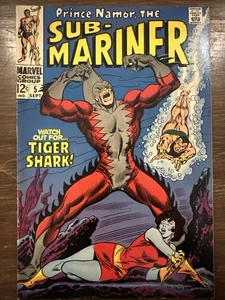Sub-Mariner #5 1968 Key Marvel Comic Book 1st Appearance & OriginOf Tiger Shark - Picture 1 of 12