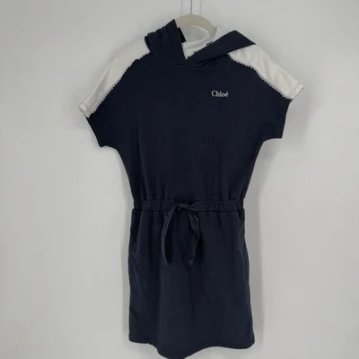 Chloe платье девочек 14 темно-синий кружевной отделки толстовка с капюшоном морской пляжный дизайнер опрятный - Изображение 1 из 4