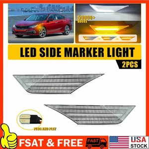 2x Switchback Sequential Turn Signal Side Marker Light Fit 2016-2021 Honda Civic - Picture 1 of 13