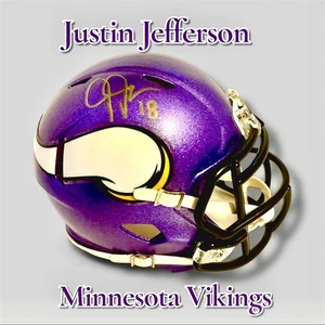 JUSTIN JEFFERSON HANDSIGNIERT SIGNED MINNESOTA VIKINGS MINI HELM wAPCOA - Bild 1 von 7