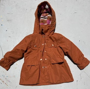 Girl's London Fog Jacket Orange Full-Zip 4T Outdoor Snow Parka Rain Snow Hooded - Picture 1 of 12