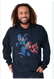 Brisco Brands Classic Video Game Mega Man & Rush Hoodie Sweatshirt Women Men 4X - Picture 1 of 6