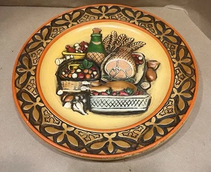 Vtg Rare MCM 3D Napcoware Thanksgiving Wall Plate - Picture 1 of 8