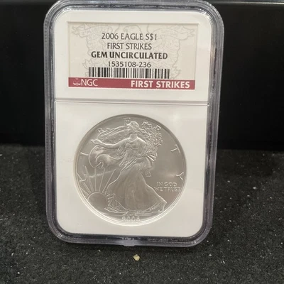 2006 $1 American Silver Eagle NGC Gem Uncirculated First Strikes Red Label - Image 1 of 2