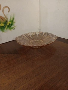 8" Mint Candy Dish, Old Cafe Pattern, VTG Anchor Hocking Pink Depression Glass - Picture 1 of 6