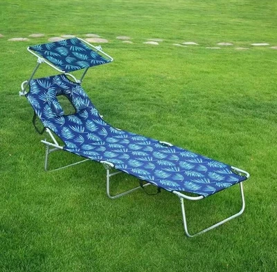 Sun lounger Deck Chair Canopy day bed Sunbed Tanning Chair beach lounger - image 1 of 2