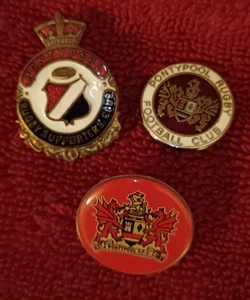 Pontypool Rugby Football Club Vintage Lapel Badges- Three Different. - Foto 1 di 2