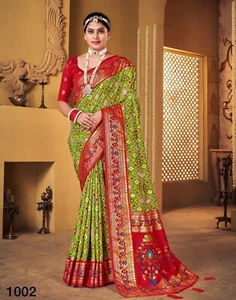 NEW SAREE BLOUSE NEW SARI INDIAN WEDDING DESIGNER BOLLYWOOD PAKISTANI PARTY WEAR - Picture 1 of 6