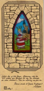 TURF LA NEF DES FOUS VITRAIL ROI CLÉMENT XVII VOEUX PERSONNELS TURF 1995 SIGNÉ - Imagen 1 de 2