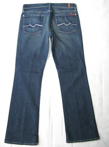 7 for all Mankind Bootcut jeans Womens Size 29 Dark Blue Distressed+Stretch L30 - Picture 1 of 11