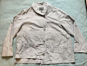OSKA Hemp/Cotton Jacket Blue/Gray Railroad Stripe Size 3 NWOT - Picture 1 of 11