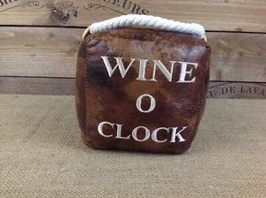 Fermaporta decorativo stile rustico ecopelle "Wine O Clock" con maniglia - Foto 1 di 8