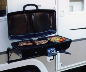 Remolque/autocaravana RV montado lateralmente LP parrilla de gas barbacoa barbacoa plancha NUEVO + soporte - Imagen 1 de 8