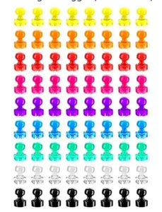 Mini Magnets x72 Neodymium for Whiteboard Fridge Mixed Colours (11x17mm) - Picture 1 of 8