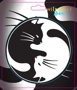 Calcomanía pegatina para ventana de gato Yin Yang negra blanca ST138 4,5" D - Imagen 1 de 1