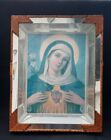 Matchstick Icon Virgin Mary Folk Art Frame 3D Effect Mirror  Handmade Vintage