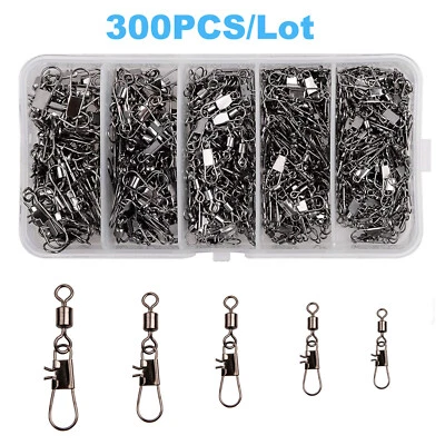 300PACK Fishing Barrel Rolling Swivel With Interlock Snap Connectors Size 2#-10# - Image 1 of 4