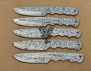 Lot of 5 Damascus Steel Blank Blade Knife For Knife Making Supplies (BB-646) - Picture 1 of 7