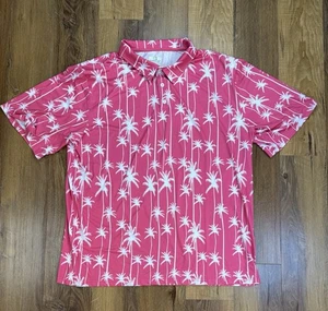 Obnoxious Golf Polo Men’s 2XL Pink Tropical Palm Trees - Picture 1 of 5