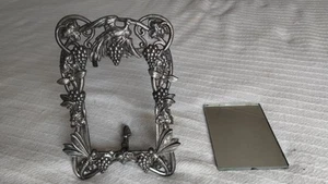 Antique? cast metal ornate mirror tabletop frame with kickstand - Picture 1 of 24